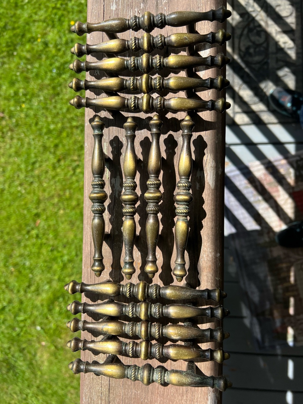 Set Of 14 Vintage Ornate Spindle -Style Brass Drawer Pulls 5-3/4” Amerock